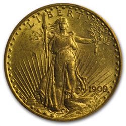 1909/8 $20 St. Gaudens Gold Double Eagle - Overdate - M