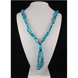 Blue Turquoise & Black Beads Necklace