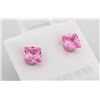 Image 2 : Sterling Silver Earring Prong Set Pink Sapphire