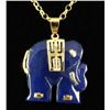 Image 1 : 25.37CTW PURPLE BLUE JADE ELEPHANT GOLD PLATED PENDANT