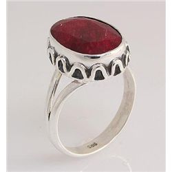 RUBY CORRUNDUM 22.90CTW ANTIQUE LOOKS .925 RING