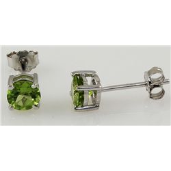 Peridot Gemstone 1.10ctw Silver Stud Earring 0.58g