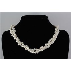 372.53ctw White Rice Pearl Silver Necklace