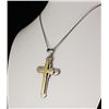 Image 1 : Mens Cross Two Tone Stainless Steel Pendant