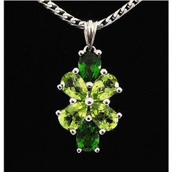 2.72CTW Chorme Diopside&Peridot Silver Pendant 1.76g