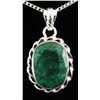 Image 1 : NATURAL EMERALD BERYL 35.83CTW SILVER PENDANT