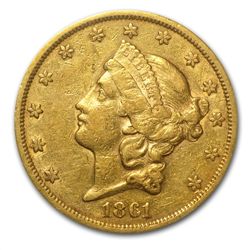 1861 $20 Gold Liberty Double Eagle - XF-40 NGC