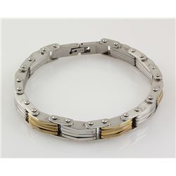 Modern Mens 8.50" Two Tone Plated Stainless Steel Brace