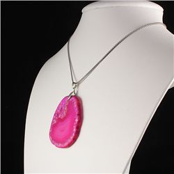 3 Kings Pink Druzy Agate Slice Pendant, 25.04g in weigh