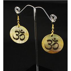 OM Mother of Pearl Dangling Earring (Yellowish)