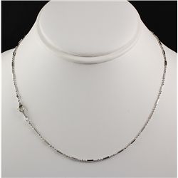 White Gold Plated Bar and Beads Chain Necklace