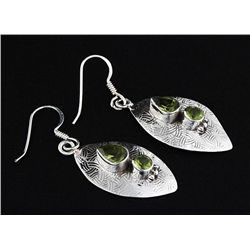 2.20CT Peridot Unique Design .925 Hook Earring 4.84g