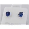 Image 1 : Sterling Silver Earring Prong Set Blue Sapphire
