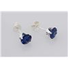 Image 3 : Sterling Silver Earring Prong Set Blue Sapphire