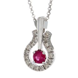 14K White Gold 0.59ctw Ruby & Diamond Pendant