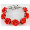 34.42g Pinky Rose Sea Coral Sterling Silver Bracelet
