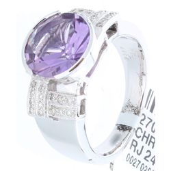 18K White Gold 2.94ctw Amethyst & Diamond Ring