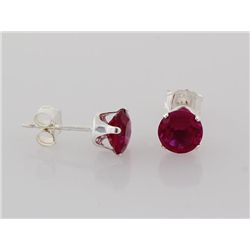 Sterling Silver Earring Prong Set Ruby Red Crystal