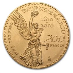 2010 Gold 200 Pesos Mexican Bicentenary Commemorative 1