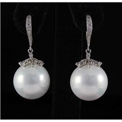 14.77g White Color Pearls Sterling Silver Huggie Earrin