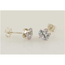 Sterling Silver Earring Prong Set Fire Diamond Crystal