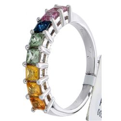 14K White Gold 1.29ctw Rainbow Sapphire Ring