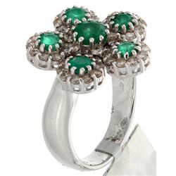 14K White Gold 1.76ctw Emerald & Diamond Ring