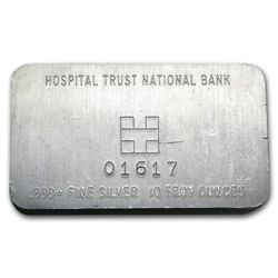 10 oz Hospital Trust National Bank Silver Bar .999 Fine