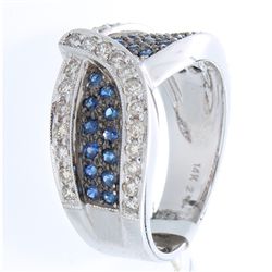 14K White Gold 1.04ctw Sapphire & Diamond Ring