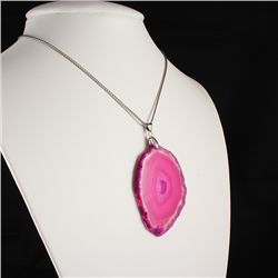 3 Kings Pink Druzy Agate Slice Pendant, 27.92g in weigh