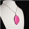 Image 1 : 3 Kings Pink Druzy Agate Slice Pendant, 27.92g in weigh