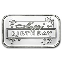 1 oz Happy Birthday Stars Silver Bar (w/Gift Box &amp;