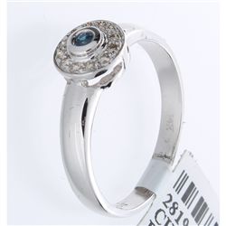 14K White Gold 0.14ctw Sapphire & Diamond Ring