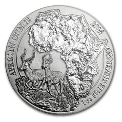 2014 1 oz Silver Rwanda African Impala PCGS MS-69