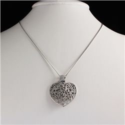 Flower Heart Pendant Necklace w/ Swarovski