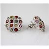 Image 1 : Sytlish Multi Gemstones Round Silver Earring w/ CZ ston