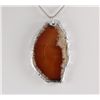 Image 2 : Organic Natural Carnelian Agate Big Slice Pendant