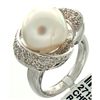 14K White Gold 14.19ctw Pearl & Diamond Ring