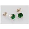Image 1 : Sterling Silver Earring Prong Set Emerald Green