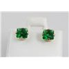 Image 2 : Sterling Silver Earring Prong Set Emerald Green