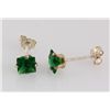 Image 3 : Sterling Silver Earring Prong Set Emerald Green