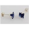 Image 1 : Sterling Silver Earring Prong Set Blue Sapphire