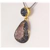 Image 2 : Raw Rose Quartz Druzy Pendant Victorian Design