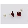 Image 1 : Sterling Silver Earring Prong Set Ruby Red Crystal