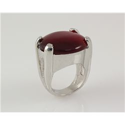 Retro Vintage Red Semi Precious Agate Mens Ring