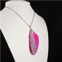 3 Kings Pink Druzy Agate Slice Pendant, 46.86g in weigh