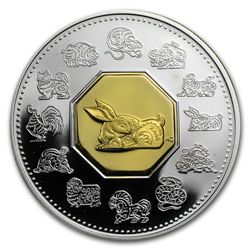 1999 1 oz Silver Canadian Proof Year of the Rabbit (w/B