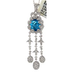 18K White Gold 5.91ctw Topaz & Diamond Pendant