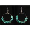 Image 1 : NATURAL 37.71CTW TURQUOISE HOOP SILVER EARRING