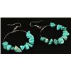 Image 2 : NATURAL 37.71CTW TURQUOISE HOOP SILVER EARRING